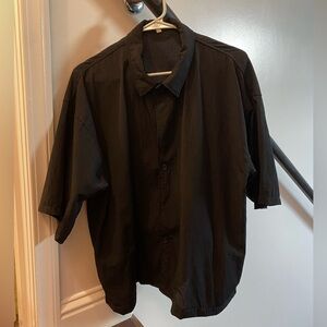 Muji Oversized Boxy Fit Button Shirt Black Breathable Nylon *Read Description*